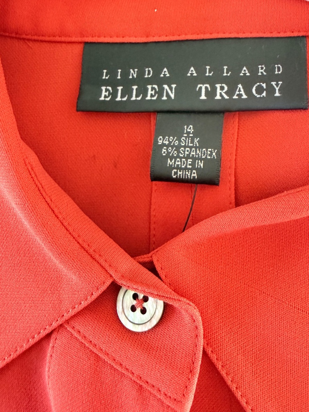 Ellen Tracy Silk Blouse, vibrant red..!